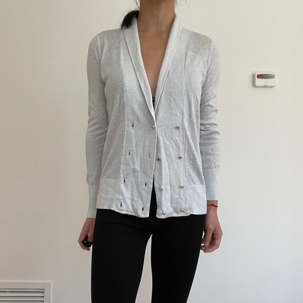 Armani exchange silver cotton cardigan in xs